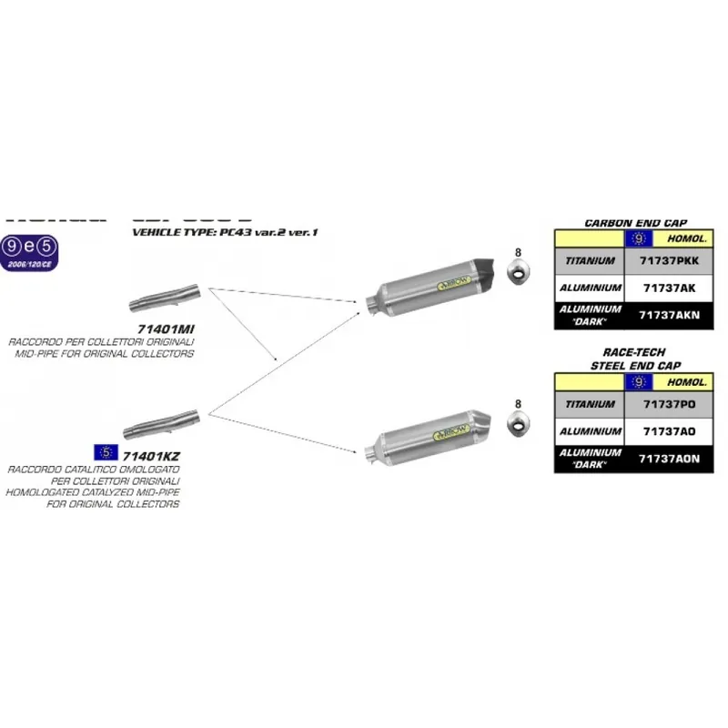 Mega-Angebot Auspuff Arrow Verbindungsrohr ohne Katalysator für original und Auspuff Arrowkrümmer ohne Zulassung