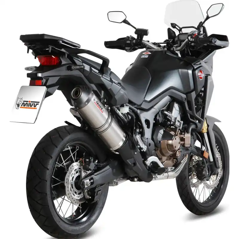 Auspuffanlage Mivv SLIP-ON Titan mit Carbon Kappe Oval Sport für Honda CRF Africa Twin 1000 ccm Bj. 2016 Nur Für Kurze Zeit