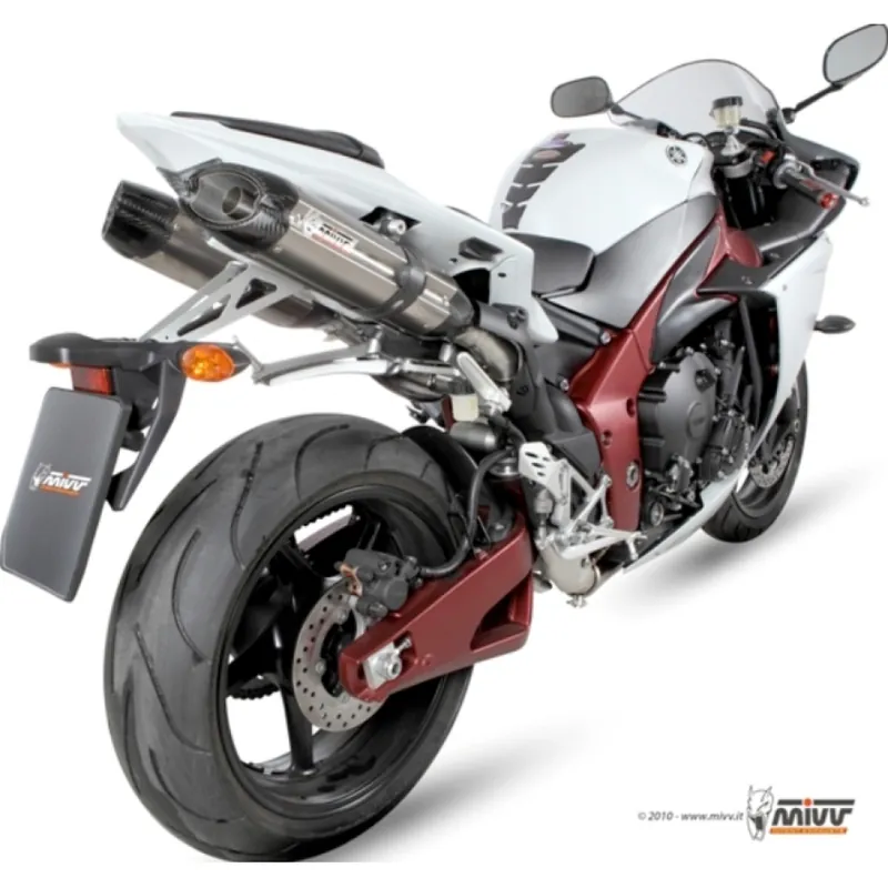 Preisknaller Auspuffanlage Mivv 2 SLIP-ON Edelstahl mit Carbon Kappe Suono Sport für Yamaha YZF-R1 1000 ccm Bj. 2009 - 2014
