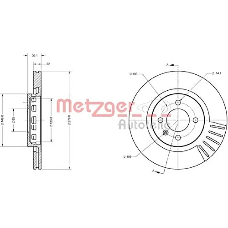Sonderaktion Bremsscheiben vorne 2 Stück 6110337 Metzger Vorderachse für Seat Cordoba / Ibiza II / Toledo I / VW Corrado / Golf II / Passat