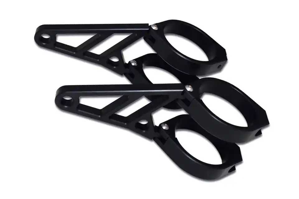 Neue Ware Lampenhalter Highsider CNC Set kurz 87 x 10mm für 47-49-50-52-54mm schwarz