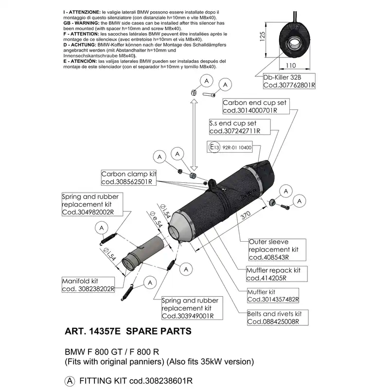 Billig Schalldämpferhülle LeoVince Auspuff-Ersatzteil Hülle Endschalldämpfer, Carbon, 110x225mm 337mm