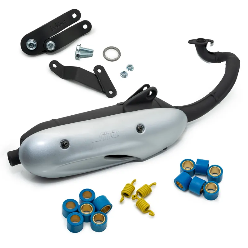 Auspuffanlage komplett LeoVince SITO mit Zulassung, Stahl für Benelli 491 RR LC 50 2003 / 491 ST AC 2003 - 2004 / Malaguti F12 R Phantom Kat LC 2007 - 2010 / F15 Firefox 1996 - 1998 / MBK Nitro 1998 - 1999 / Yamaha Aerox 1997 - 1999 Knallerangebot
