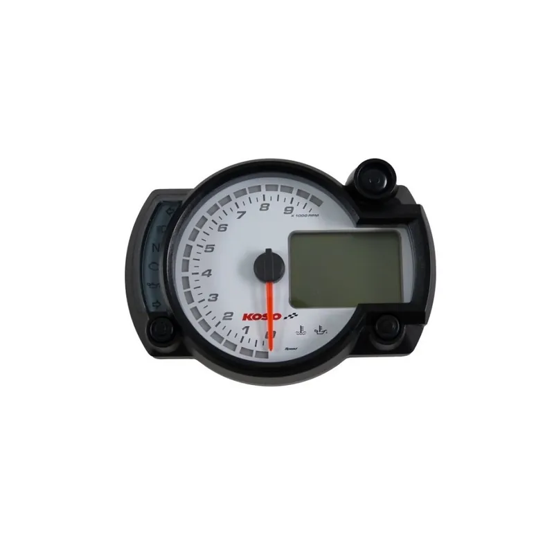 Tachometer KOSO Digital Cockpit RX2N PLUS, 0-10000 rpm, SPEED / RPM / FUEL / TRIP / TIME / TEMP, blau beleuchtet, weiß für Baja Retro RT, Baotian BT49QT-6A4 Bj. 01 - 2010 Kracherpreis