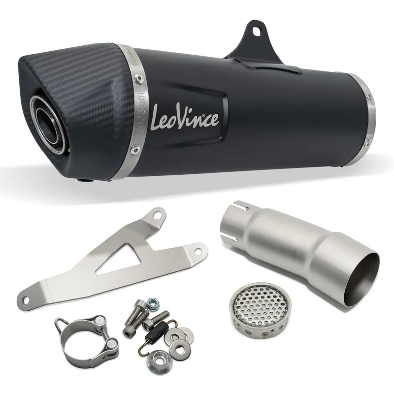 Endschalldämpfer LeoVince NERO mit Zulassung, Edelstahl schwarz, Carbon Kappe für Piaggio MP3 400 / LT / RST Bj. 2007 - 2012 E3 / MP3 500 / Business / LT / Sport Bj. 2011 - 2016 E3 Schneller Versand