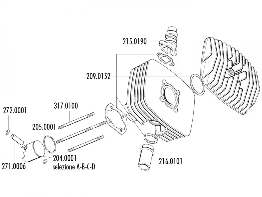 Mega-Angebot Stehbolzen Zylinder Polini M7 / 125 für Fantic Motor Regolarita 50, Minarelli P4-P6