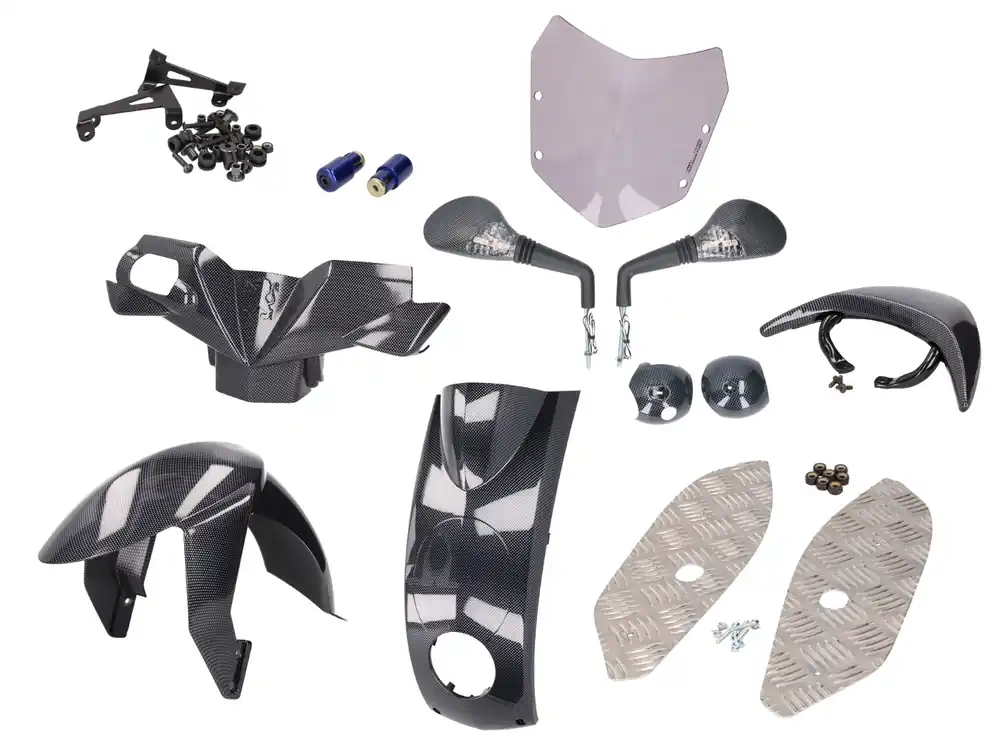 Versand Am Gleichen Tag Verkleidungskit OEM Carbon-Look für Peugeot Ludix Blaster, Snake