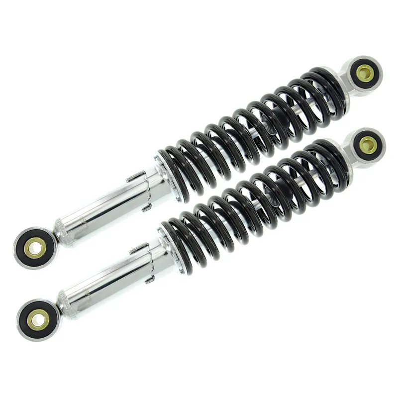 Neu Im Sortiment Federbeine, verstellbar, verchromter Dämpfer, schwarze Feder, Länge ca. 280 mm - Ø-Auge 8 mm