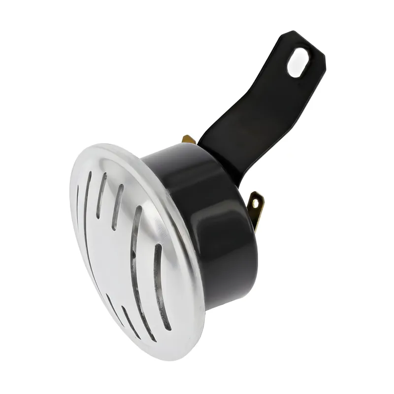 Geprüft Simson Hupe, Signalhorn für 6V + 12V - Alublende - für S50, S51, S70 - Befestigung am Gehäusemittelteil
