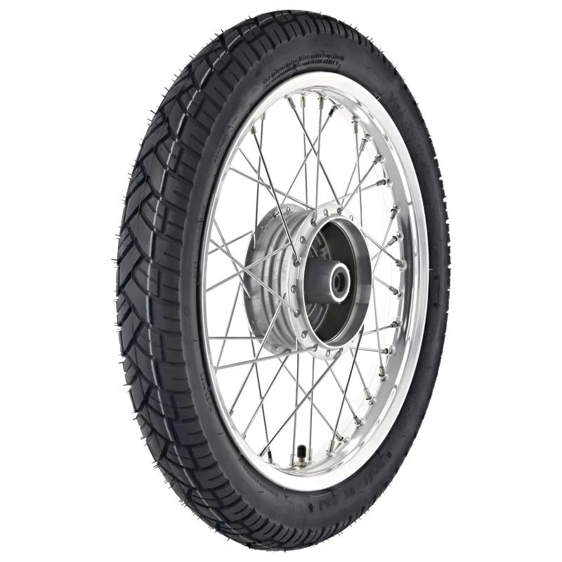 Neuheit Komplettrad - vorne - 1,6x16 Zoll, Alufelge poliert, Chromspeichen + VeeRubber - Reifen VRM094