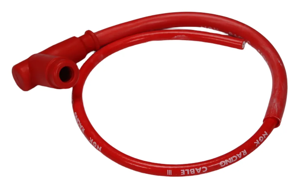 Neue Kollektion Zündkerzenstecker NGK CR2 Racing inkl. rotem Hochleistungs-Silikonkabel +90° Silikonstecker, 5K-Ohm, 8048