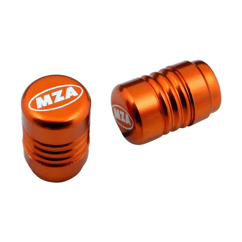 2x Ventilkappen - Alu orange eloxiert - MZA-Design - Kappe, inkl. O-Ringe Neu Im Sortiment
