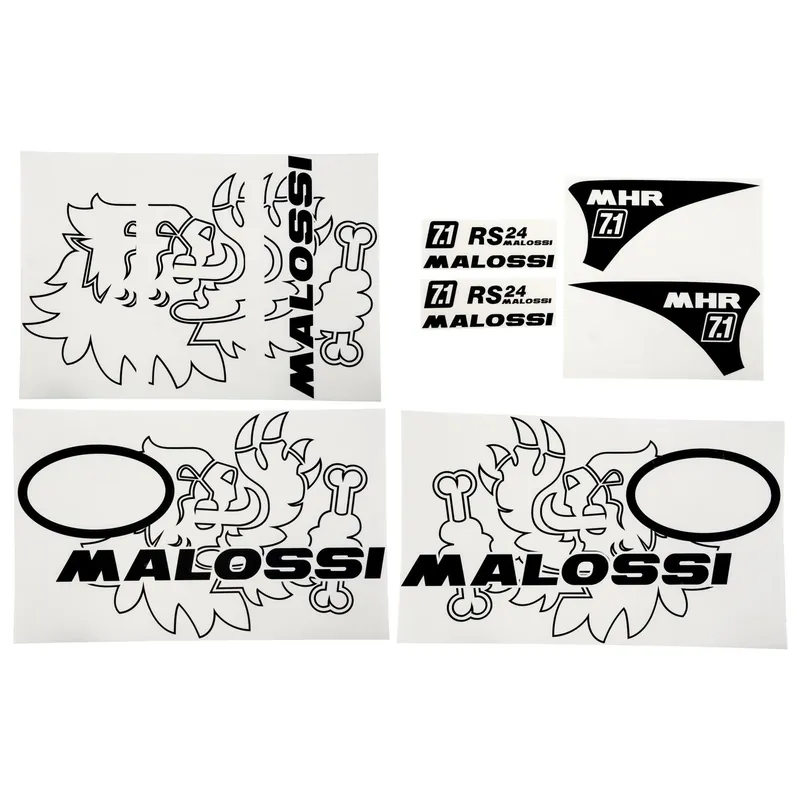 Sale Aufkleber Malossi Sticker Set Trophy für Vespa Primavera / Sprint, schwarz / weiß