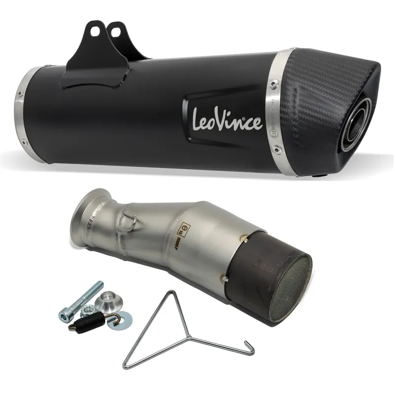 Sonderangebot Endschalldämpfer LeoVince NERO mit Katalysator & Zulassung, Edelstahl schwarz, Carbon Kappe für Husqvarna 701 Enduro / LR / Supermoto Bj. 2021 - 2024 E5