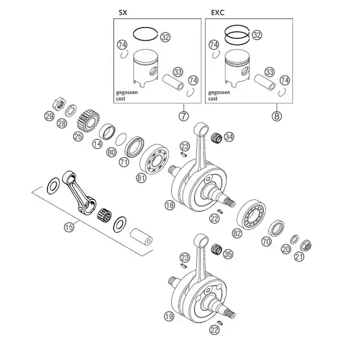 KURBELWELLE 125 EXE/EXC 2001 Meistverkauft