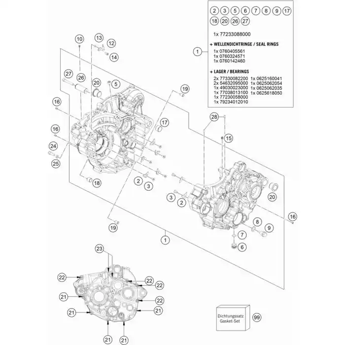 MOTORDICHTSATZ 350 EXC-F 17 Begrenztes Angebot