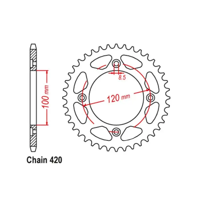 Bestseller Kettenrad Alu 47Z 420 Senkkopf Beta Rev 50 RR 50 2003-2020