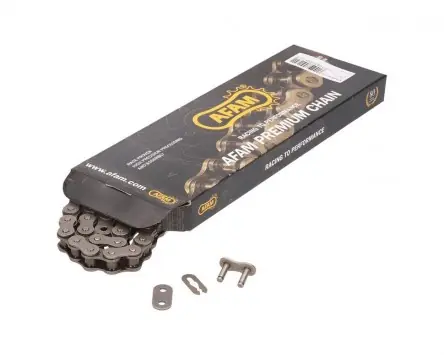 Kette AFAM schwarz 420 M x 140 mit Kettenschloss Clipschloss AR Antriebskette Moped kompatibel für Derbi Snda 50, Racing, X-Treme Neue Ware