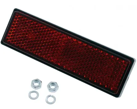 Top-Angebot Reflektor 90,5x24,5 mm rot rechteckig mit 2 x M4 Gewindebolzen, Motorrad