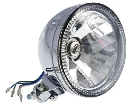 Scheinwerfer 5 3/4 Zoll Motorrad, LED Ring, Chrom, H4, 60/55 Befestigung unten Nur Für Kurze Zeit
