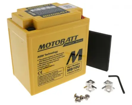 Batterie 12V 14,5Ah MOTOBATT MB10U 4-polig kompatibel für Kawasaki KZ200-A, KZ650 SR, Suzuki GSX600F, Piaggio Beverly Schneller Versand