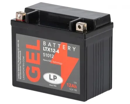 Batterie LANDPORT LTX12-4 Gel 12V 12Ah kompatibel für Roller Motorrad Gilera Runner, Honda CB, Aprilia SR, Piaggio MP3, Suzuki GSX-R, Vespa LXV Zertifiziert