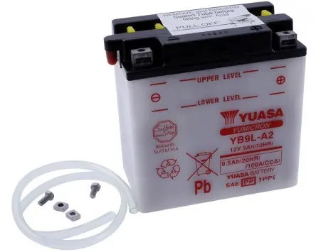 Zertifiziert Batterie 12V 9Ah YUASA YB9L-A2, ohne Batteriesäure