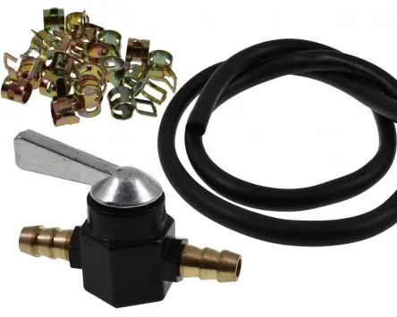 Rabatt Set Benzinhahn manuell 8mm mit 1m Benzinschlauch und Schlauchschellen kompatibel für Roller, Moped, Vespa, Lambretta, Motorrad, Universal