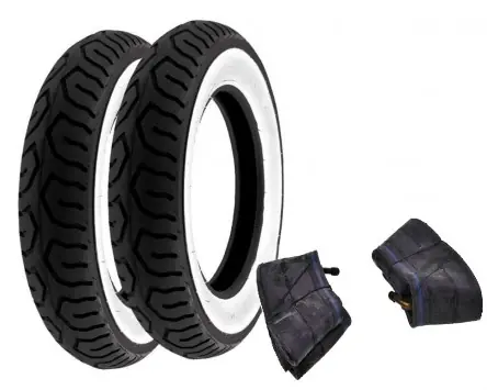 Reifen Set SAVA Mitas B12 3.00-10 Weißwand 2 Stück kompatibel für Vespa Classic 50 S N Racer PK Znen Retro Kit Satz Top-Seller
