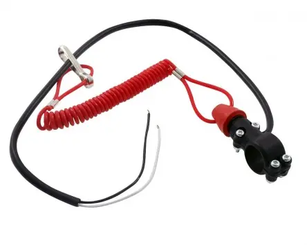 Zertifiziert Zündunterbrecher Killswitch Racing rot (Öffner) mit Lenkerklemme Notaus, Reißleine universal Roller, Motorrad, Quad, Enduro, Jetski