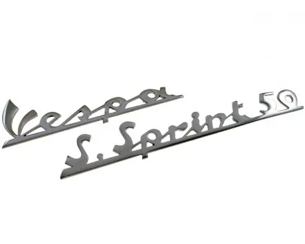 Schriftzug für Beinschild/Heck Vespa + S.Sprint 50 chrom Sichere Zahlung