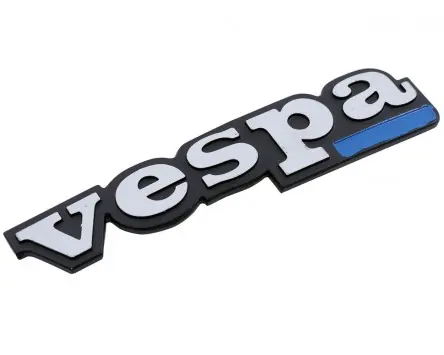 Schriftzug für Beinschild Vespa schwarz/alu 115x25mm, 2 Pi Must-Have