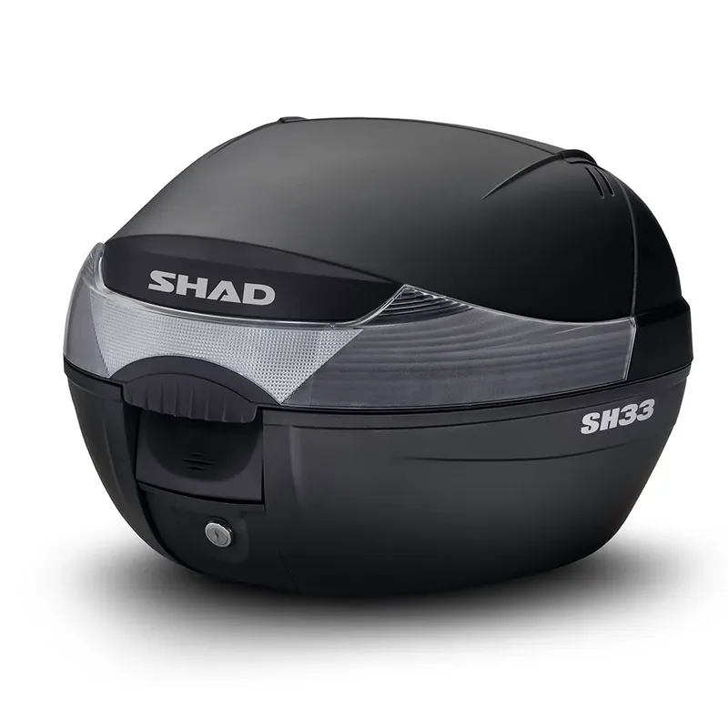 SHAD Topcase SH33 schwarz mit weißem Reflektor inklusive Trägerplatte Preiswert