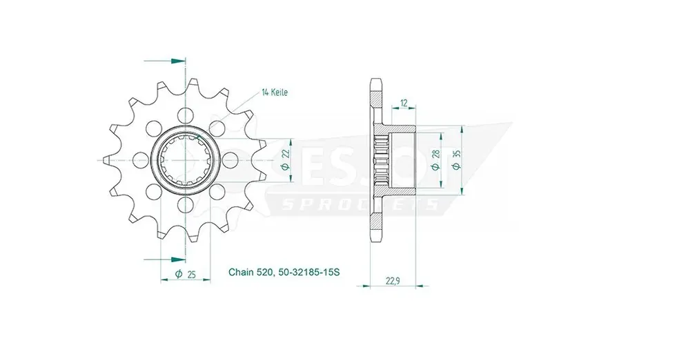 Esjot Ritzel 50-32185-16 520 16 Zähne Sonderangebot