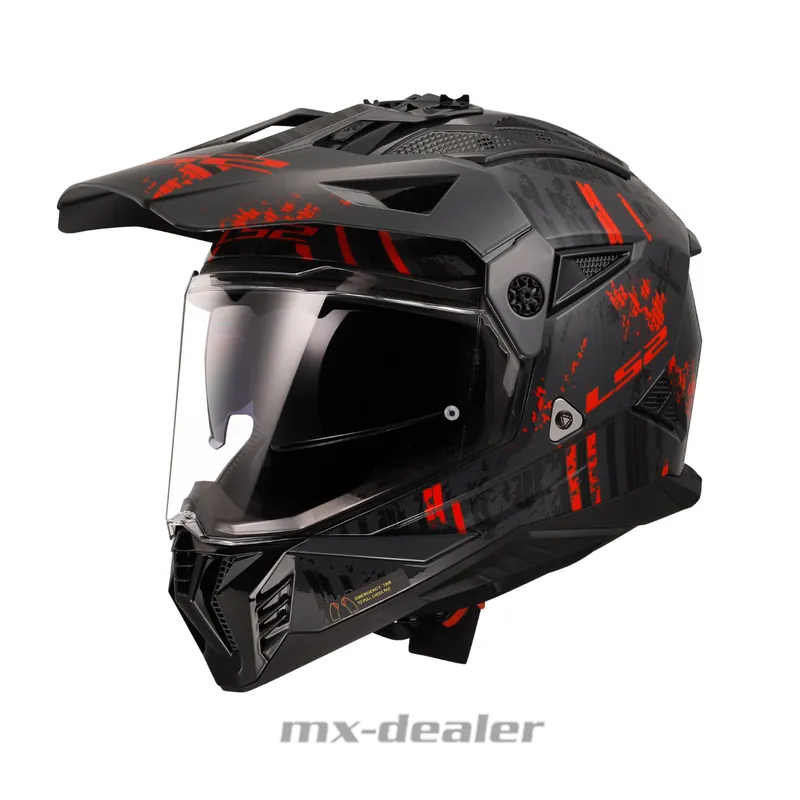 Super-Preis LS2 MX 702 Pioneer 2 Crazy Matt Schwarz Rot Dualsport Enduro Helm Crosshelm M ((57-58xm)