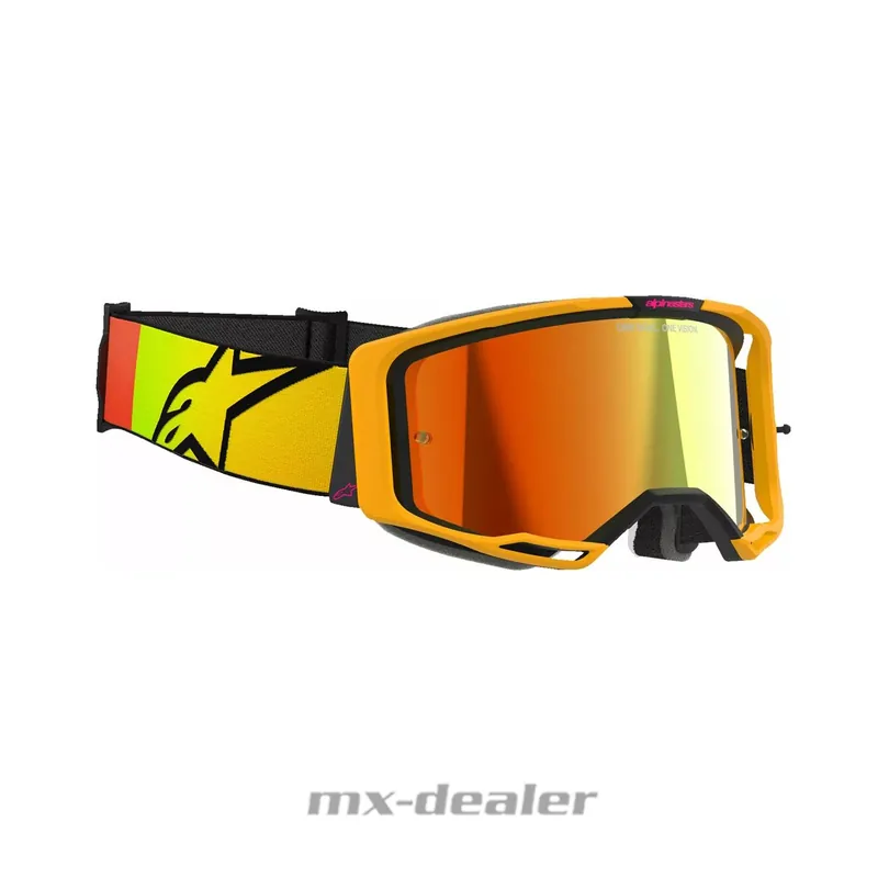 Alpinestars MX Brille Vision 8 Corp Gelb Pink verspiegelte Motocross Enduro Cross Top-Angebot