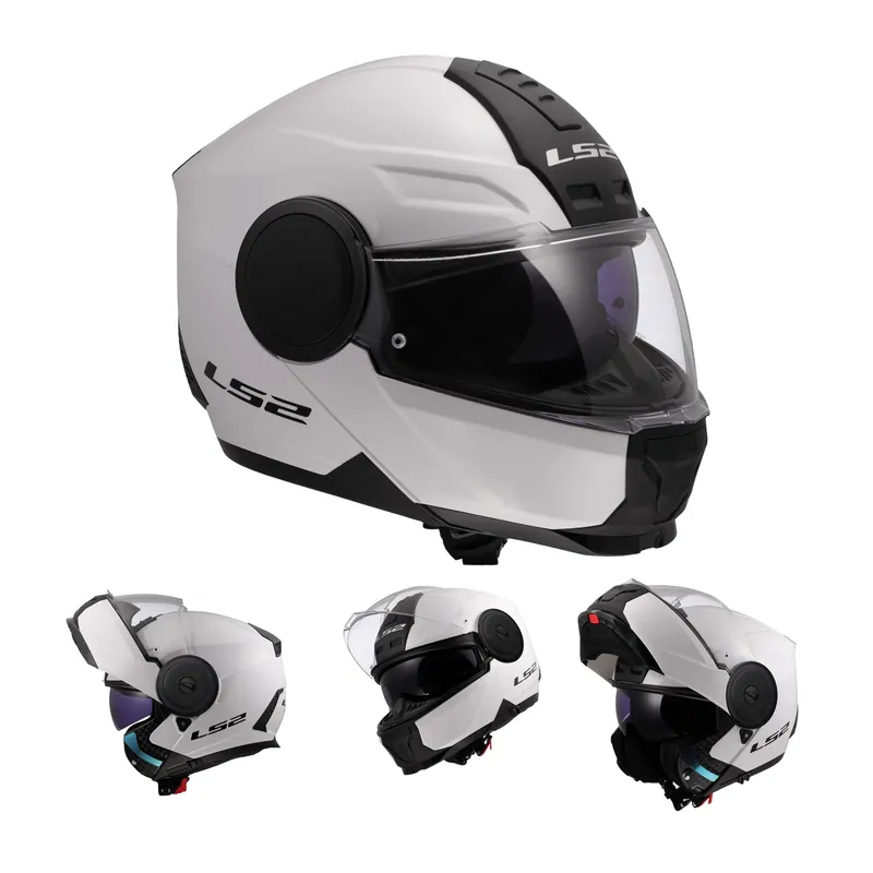Markenprodukt LS2 FF902 Scope II Klapphelm Motorrad Helm Solid Gloss Weiß Tourenhelm Urban M (57-58cm)