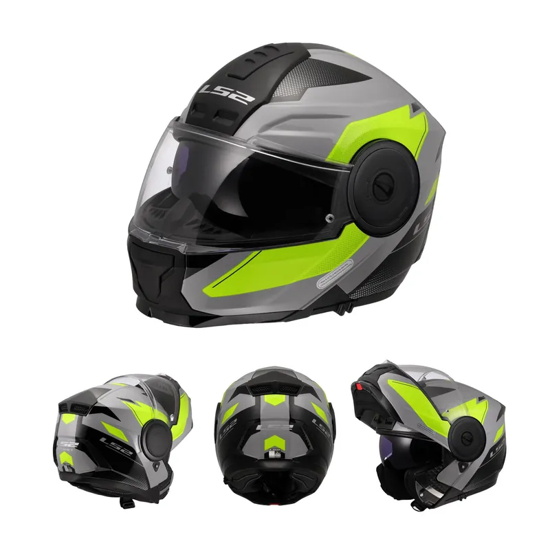 Expressversand LS2 Klapphelm Scope II Motorrad Helm Duria grau gelb gloss FF902 Tourenhelm Urban L (59-60cm)