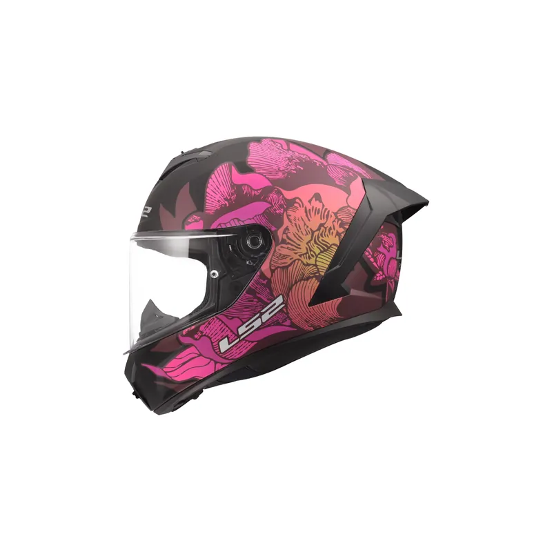 Saisonangebot LS2 Motorradhelm Rapid III Poppies Schwarz Pink klares Visier FF820 Integralhelm Race