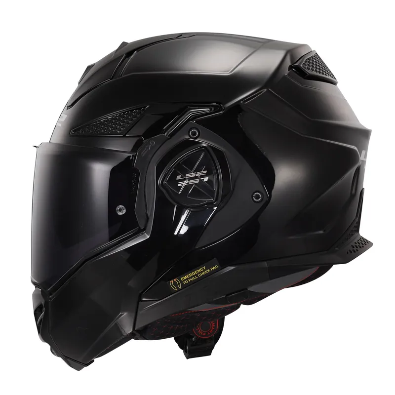 LS2 Klapphelm Advant X Solid Schwarz Glanz FF901 Motorradhelm + dunkles Visier Super-Preis