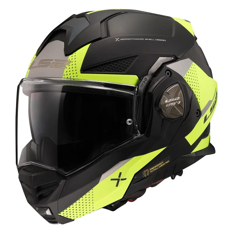 LS2 Klapphelm Advant X Oblivion Matt Schwarz Fluo Gelb FF901 Motorrad Helm + dunkles Visier M (57-58cm) Heißes Angebot