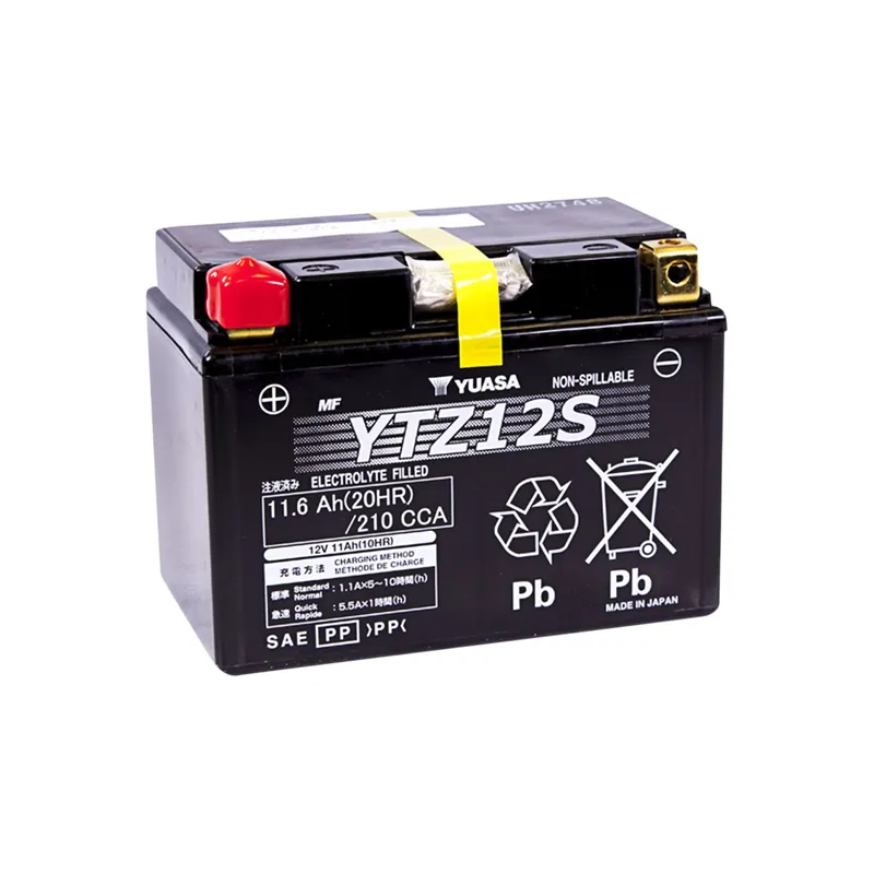 Yuasa Motorradbatterie 12V YTZ12S 11AH 210A AGM wartungsfrei werksakt. Geprüft