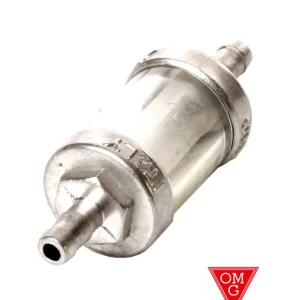 Benzinfilter Metall / Glas transparent 6mm Länge 39mm -OMG- Markenprodukt
