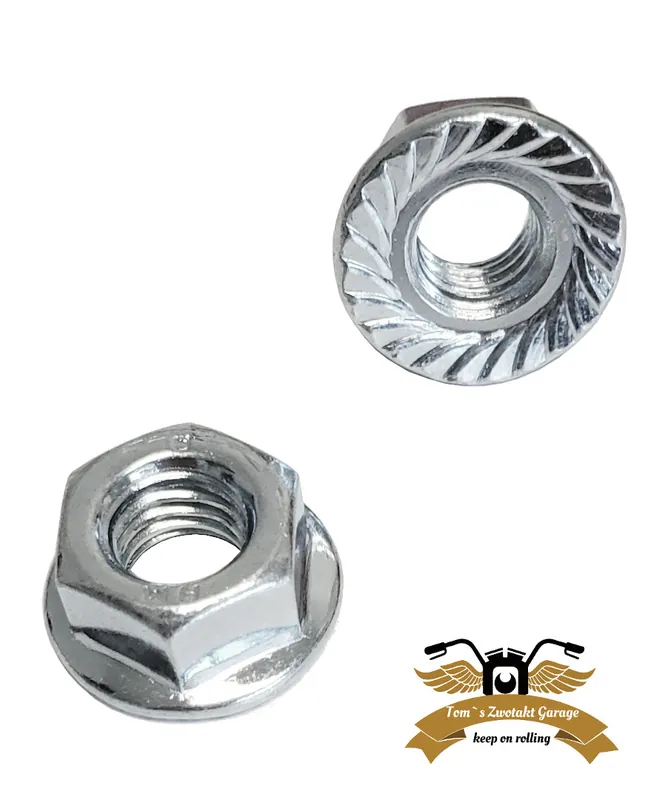 Neu 2 x Flanschmutter M5 Sperrzahn Mutter Bundmutter DIN 6923 Edelstahl V2A Mofa Moped