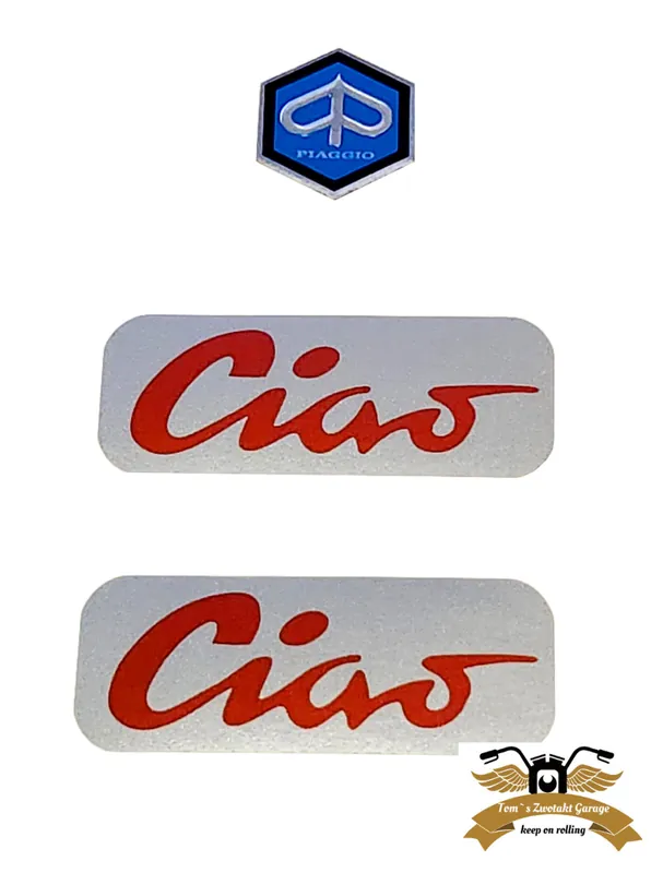 Ciao Schriftzug rot Stickerkit Aufklebersatz Sticker Tank Rahmen Markenprodukt